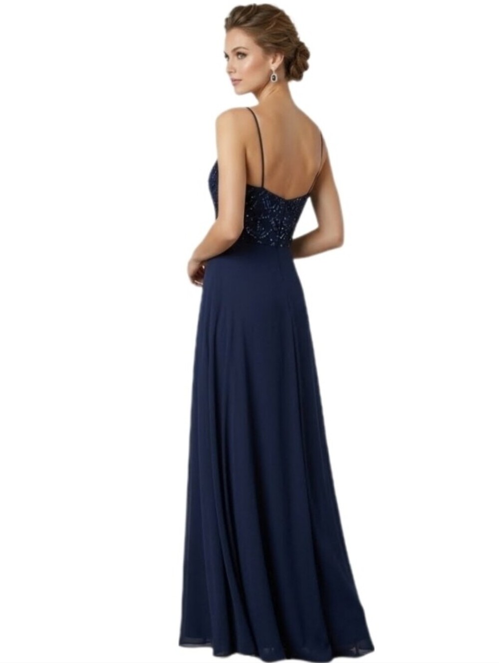 Morilee Madeline Gardner Navy Blue Evening Gown Size 12 - Picture 4 of 16
